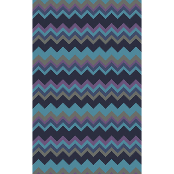 Ebern Designs Diego Handmade Flatweave Wool Blue/Purple Rug Wayfair